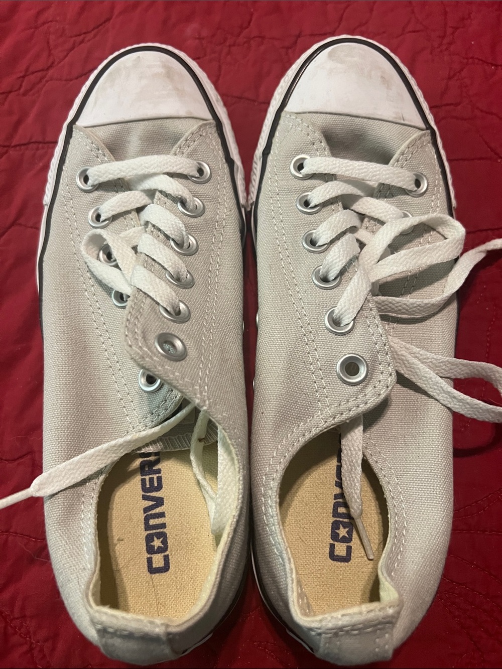 Converse Low Top Sneakers in Light Gray and White